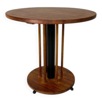 Vintage teak table with 6 narrow and 1 wide style, 1980s.