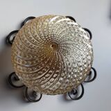 Amber and wrought iron globe ceiling light