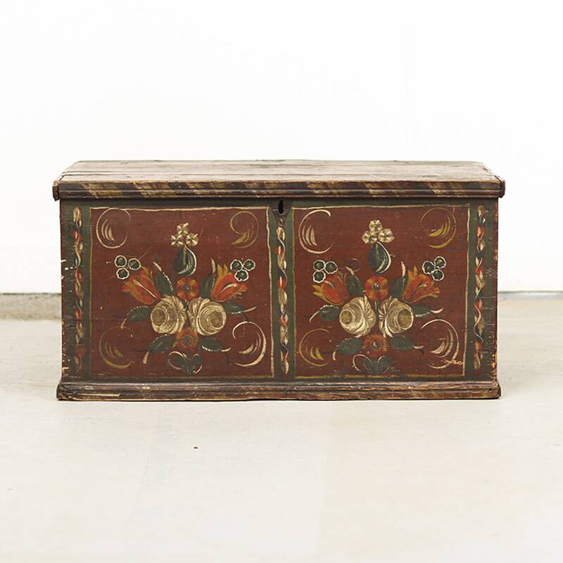 Folk art painted wedding chest