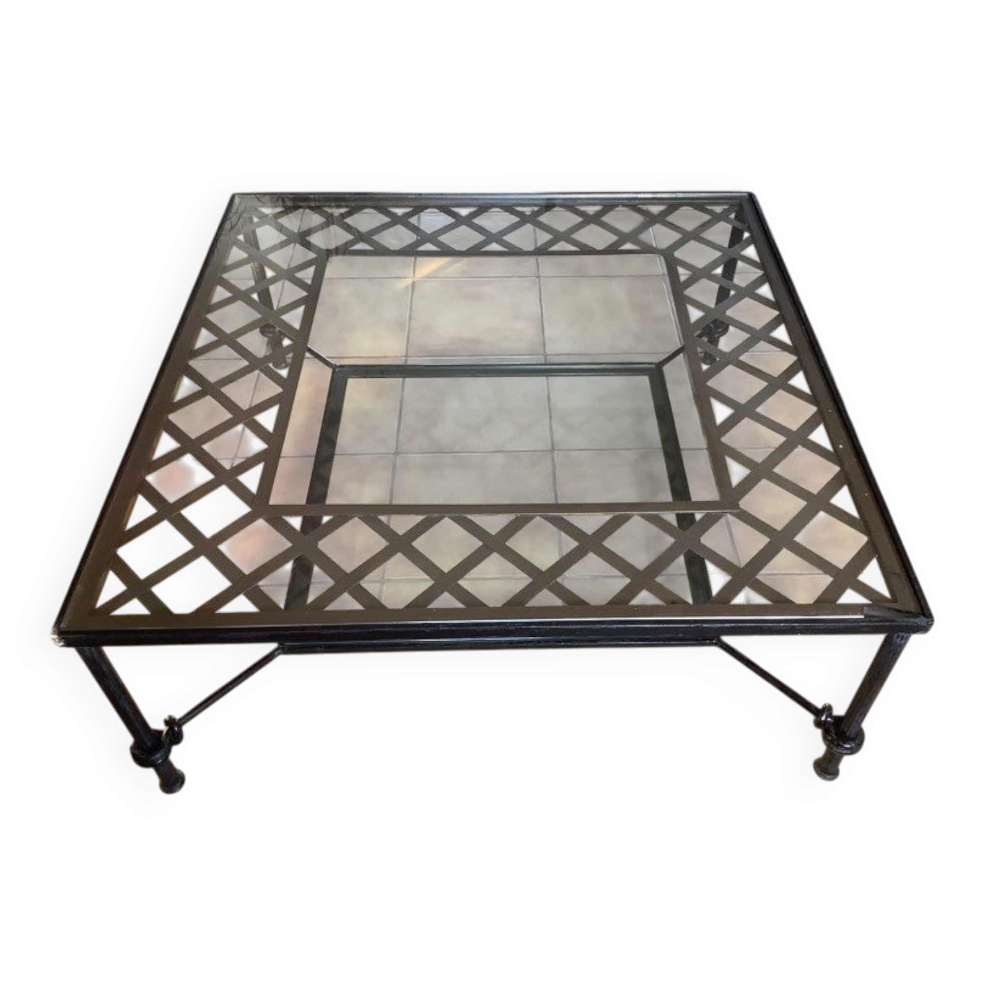 Table de salon fer forgé 120x120 cm