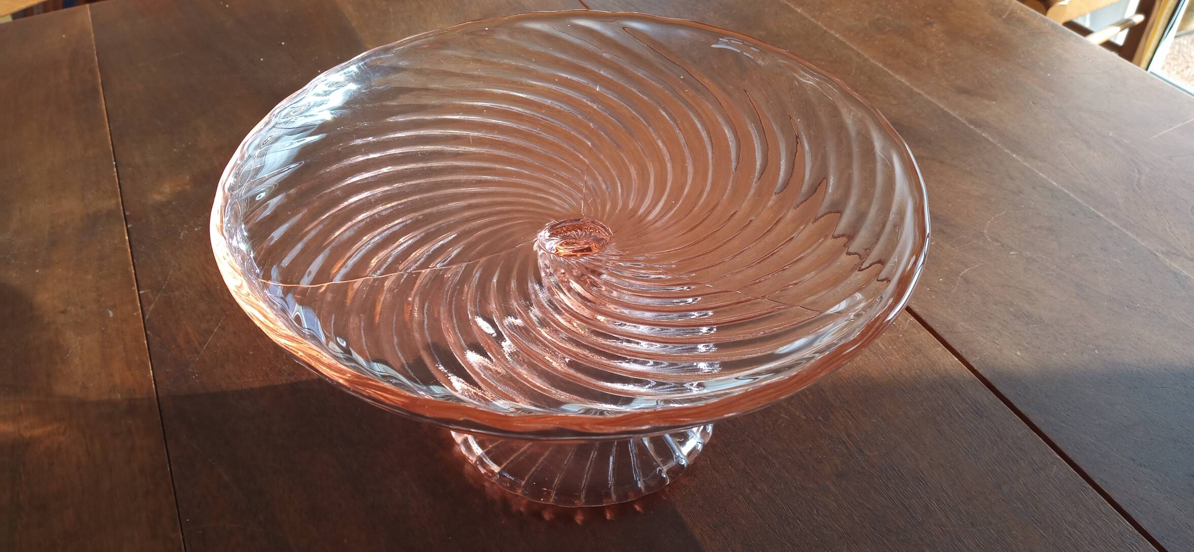 Pink glass shower bowl