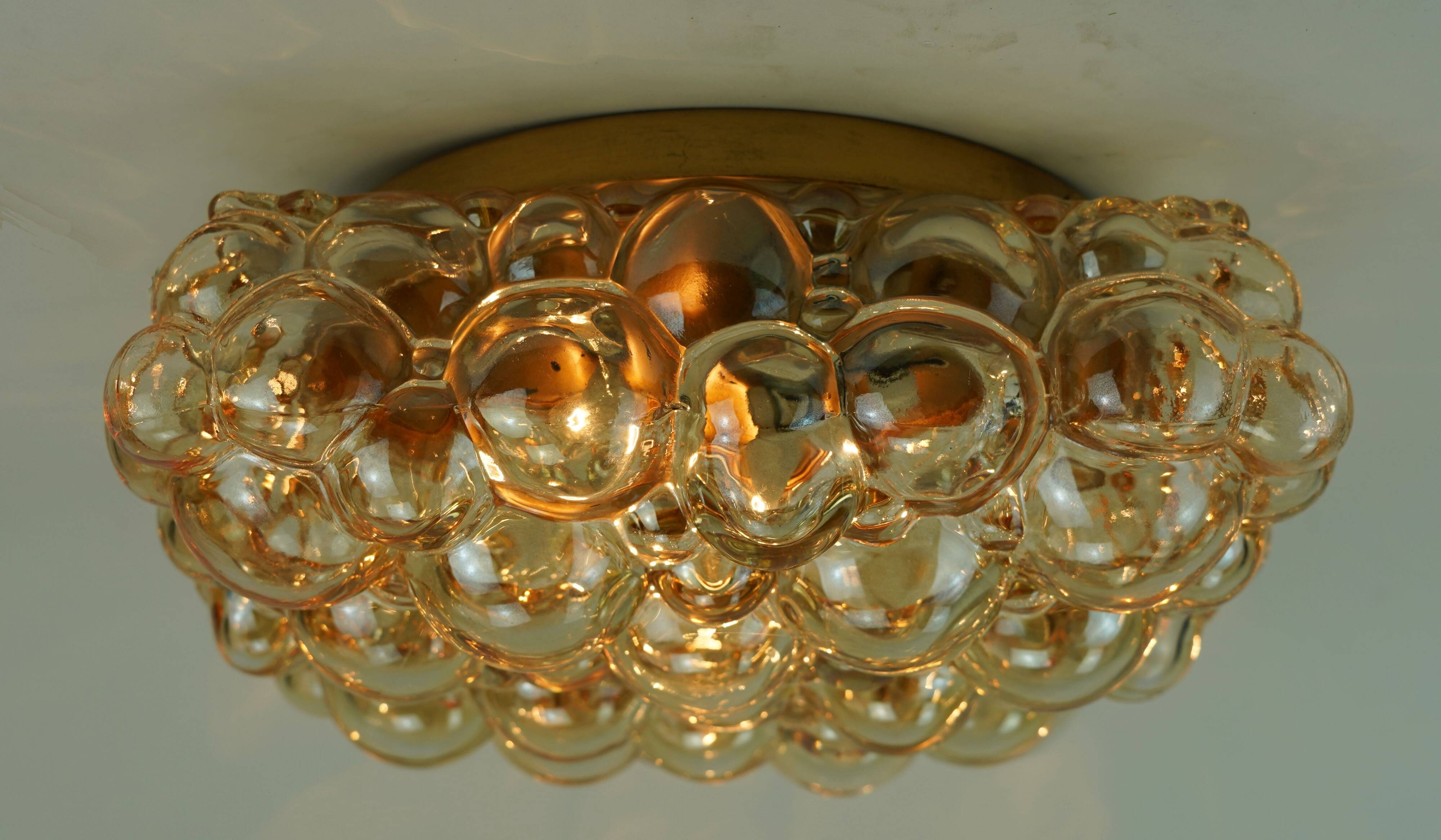 large mid century modern 1960's 1970's bubble amber glass CEILING LIGHT