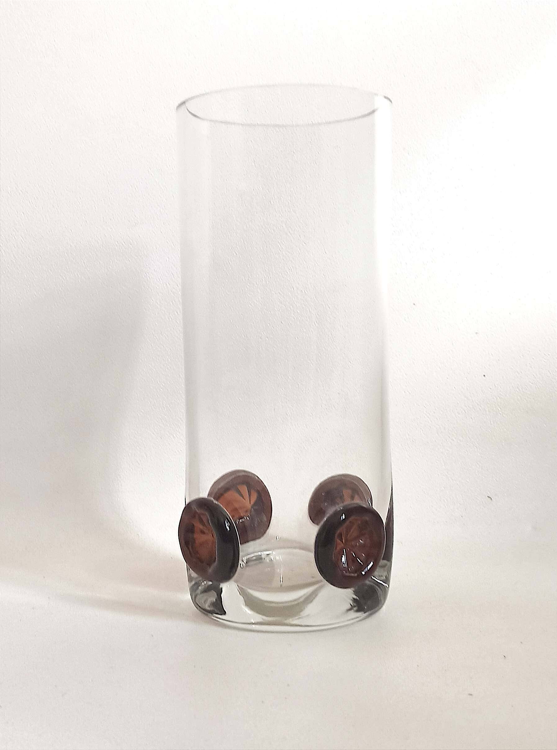 Crystal vase inlaid with button 1970s Height 25 cm