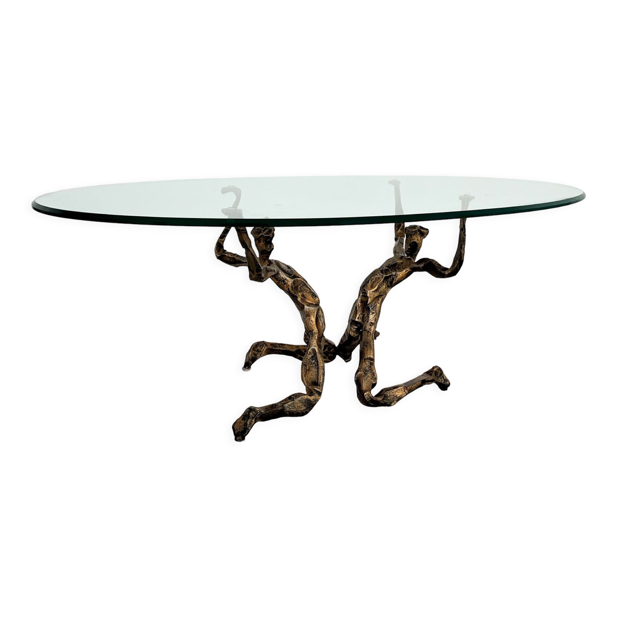 Salvino marsura vintage bronze handcrafted trinidad brutalist coffee table, 1960