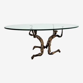 Table basse par Salvino marsura vintage bronze fabriquée à la main, 1960