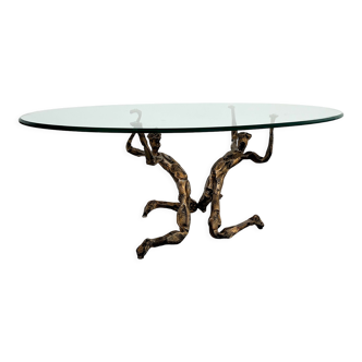 Salvino marsura vintage bronze handcrafted trinidad brutalist coffee table, 1960