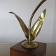 "Flower" lamp in gilded brass and wooden base 1970
