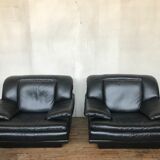 Authentic vintage armchairs leather Italian style quality top 1970