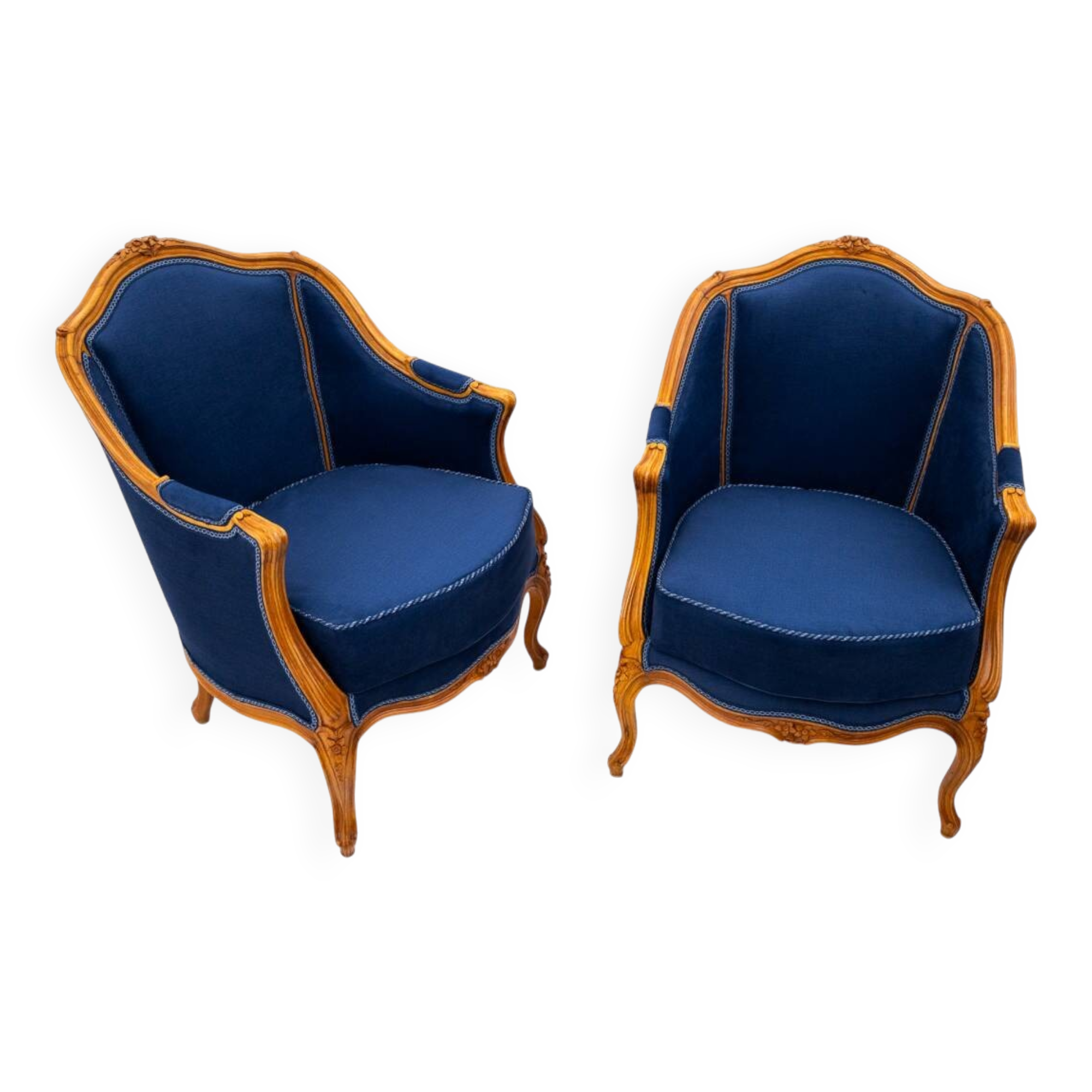 Bergère armchairs, France, circa 1920. After renovation.