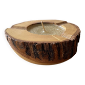 Ashtray candle holder in olive wood, old, vintage