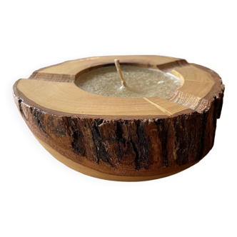 Ashtray candle holder in olive wood, old, vintage