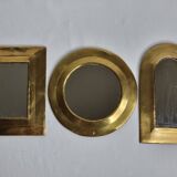 Set of 3 Moroccan vintage brass mirrors 16 cm