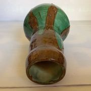Vase bicolore vert et marron grès céramique
