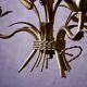 Vintage wheat spike chandelier in gold metal, 3 lights, 1970s Hollywood Regency.