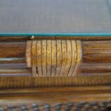 Rattan set with table and two armchairs.