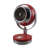 Lampe de table boule Seventies Space Age Eyeball en Métal laqué rouge et chrome