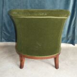 Armchair Art Deco wood and green velvet 1930