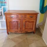 Rustic buffet in Louis XV-Regency style, dovetailed, cherry wood finish, solid wood.