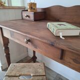 Antique solid wood desk with tiers – metal handles