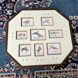 Octagonal frame with 9 humorous equestrian illustrations