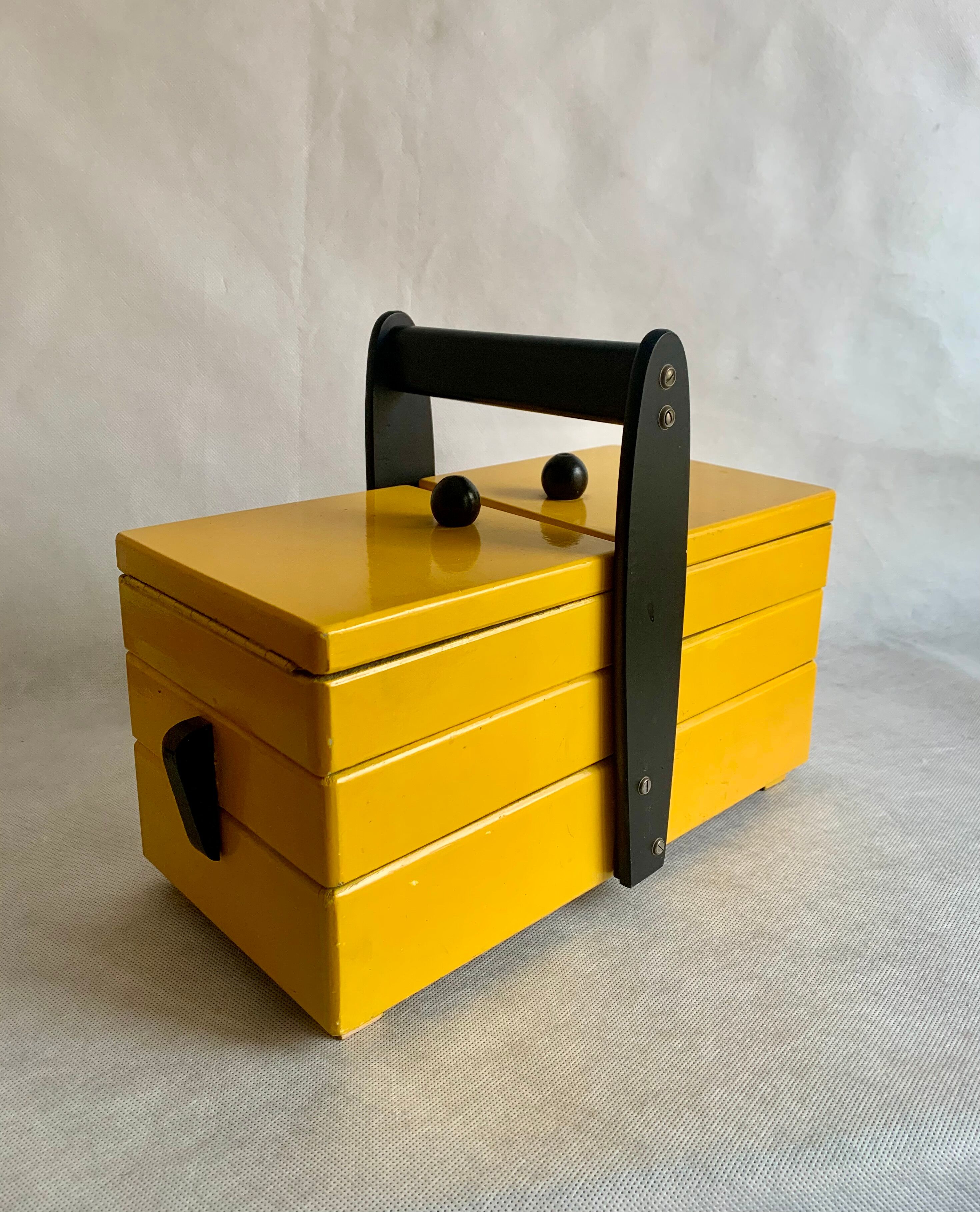 Wooden sewing basket, 1960s
