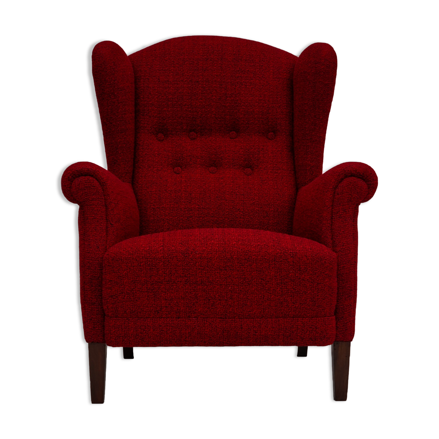 50s, Danish design, refurbished chair, furniture wool, mahogany wood