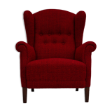 50s, Danish design, refurbished chair, furniture wool, mahogany wood