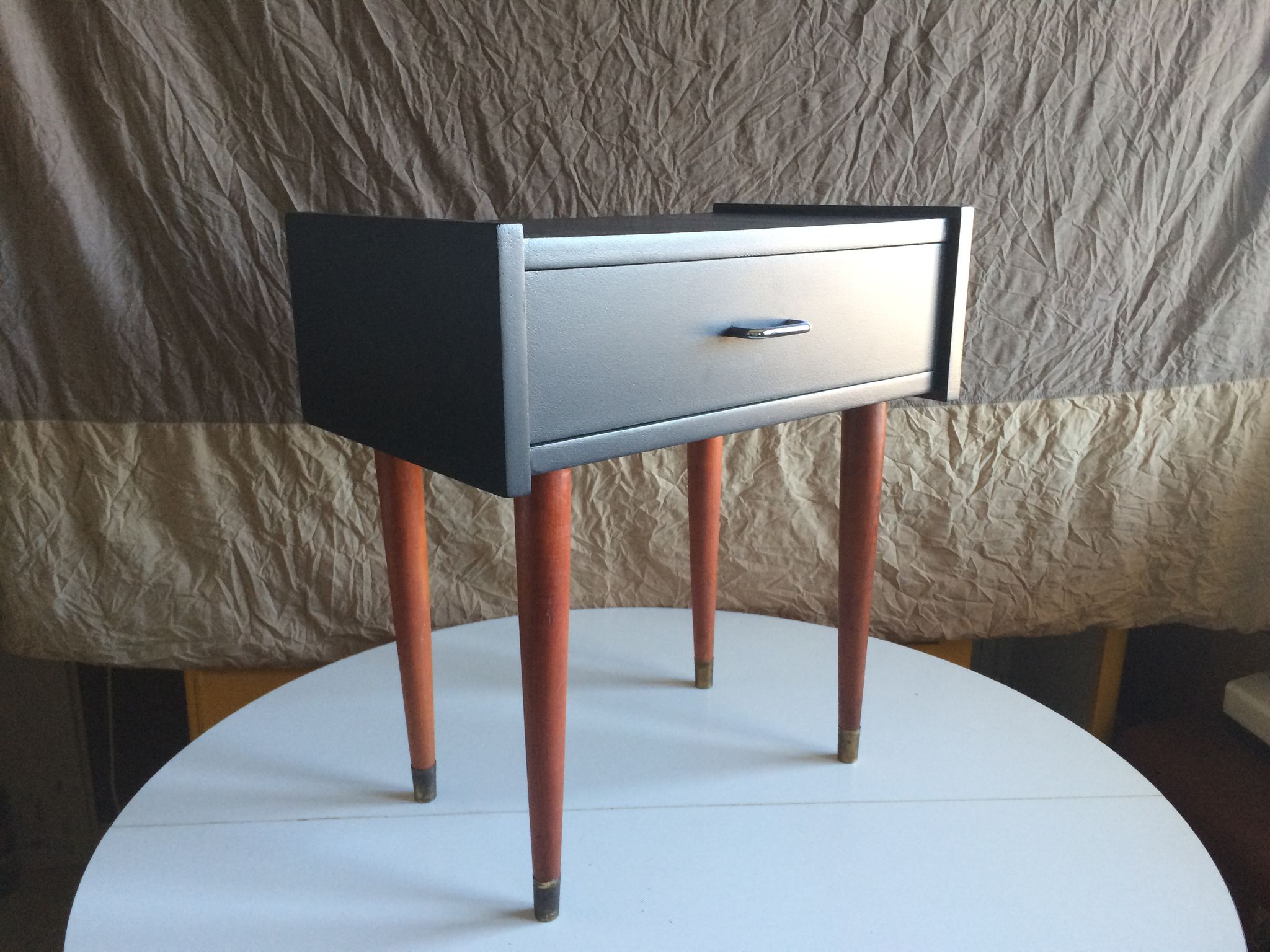 French vintage bedside revisited in black mast 60