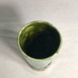 Vase rouleau ancien céramique émaillée vert