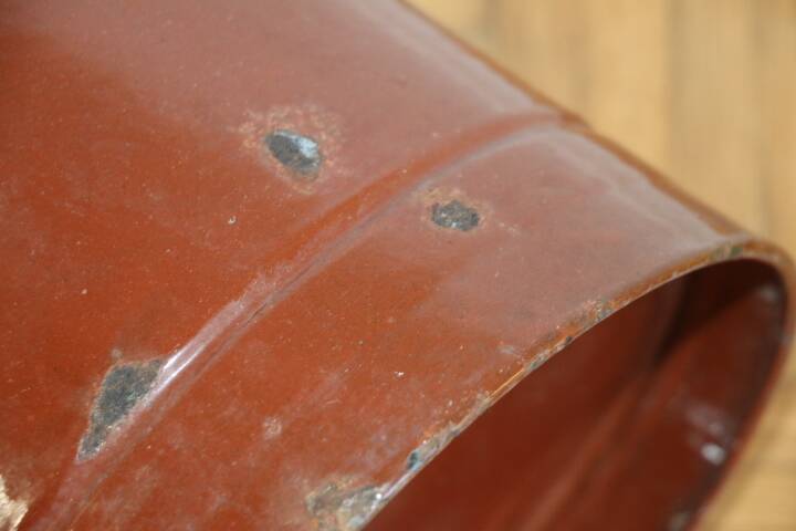 Brown enamelled steel pitcher