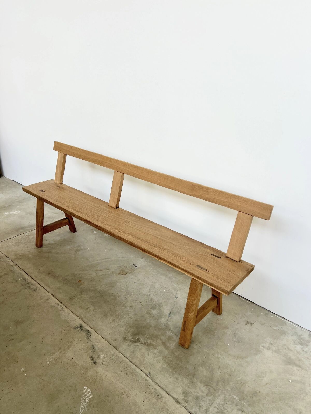 Natural solid oak backrest bench
