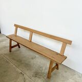 Natural solid oak backrest bench