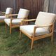 Vintage Scandinavian bench and armchairs of 4 pieces, 1 bench and 3 armchairs.