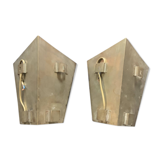 Pair of brass 60s angle wall light