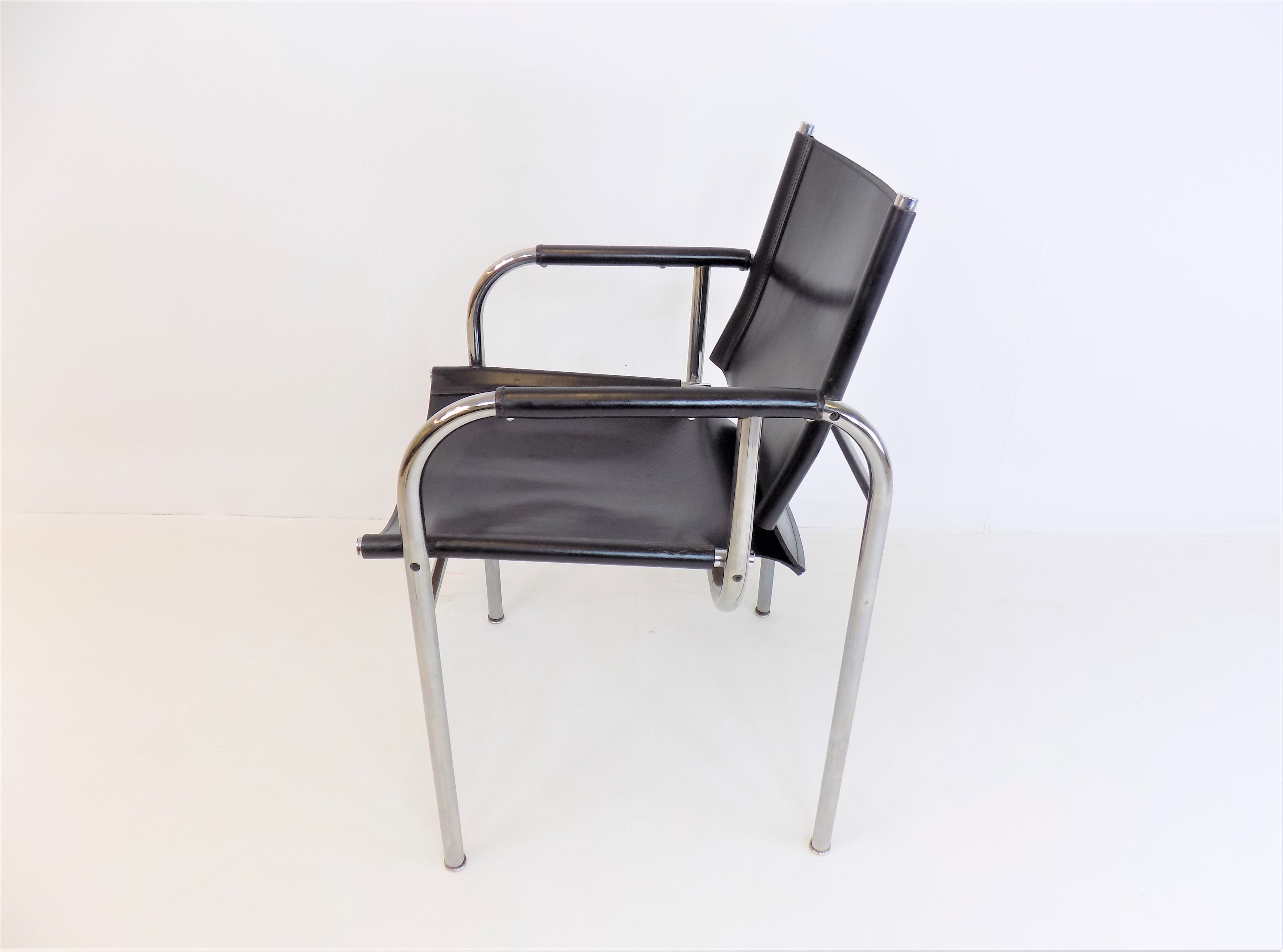 Strässle HE leather lounge chair by Hans Eichenberger