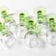 Set of 6 Vintage Limoncino Liqueur Glasses Green Stem Shot Glasses Bormioli