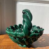 Green ceramic fruit basket - Vallauris style