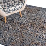 Gold blue wool rug