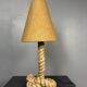 Midcentury French brutalist rope table lamp in the style of Audoux & Minet