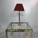 1980s Brass and Pink Enamel Table Lamp Memphis Vintage Arcade Candle