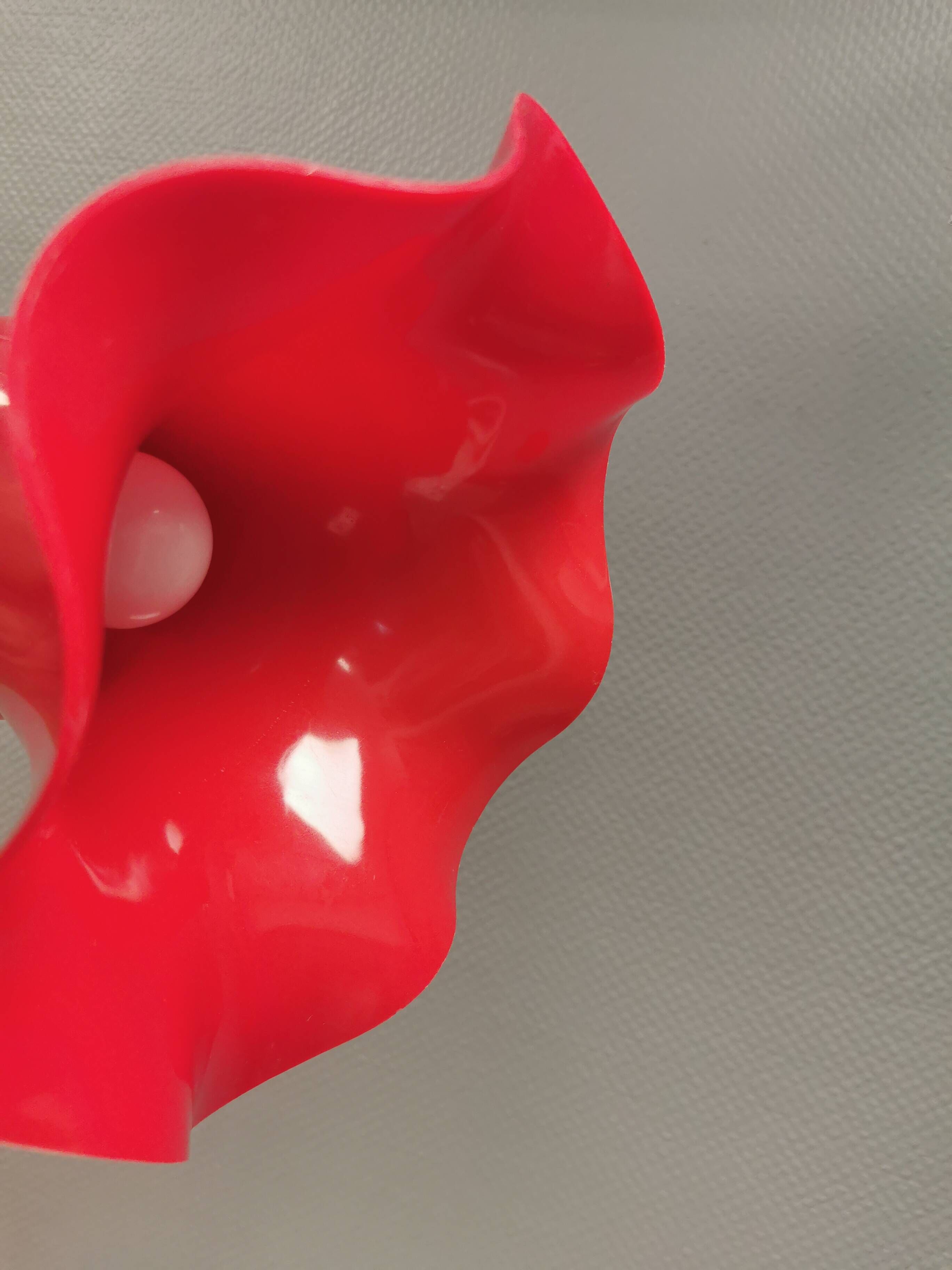 Red vintage hanging lamp made from ABC plastic. Denmark 1980s