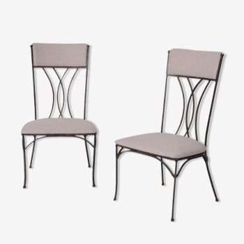 Paire de chaises en fer néoclassiques, années 1960