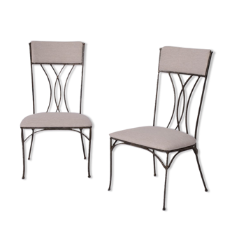 Pair of neoclassical iron chairs, 1960s.