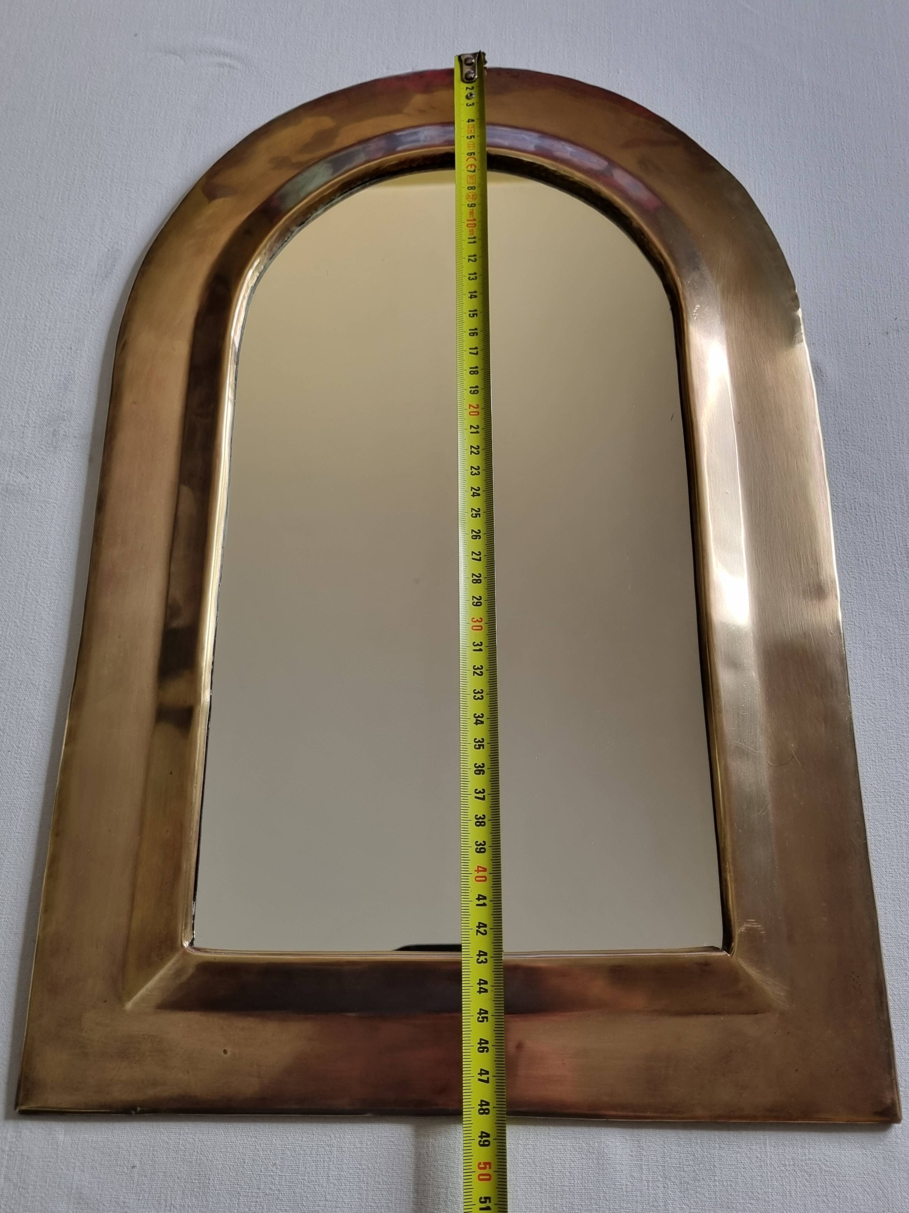 Original vintage Moroccan brass mirror, arch shape, 48 x 32 cm