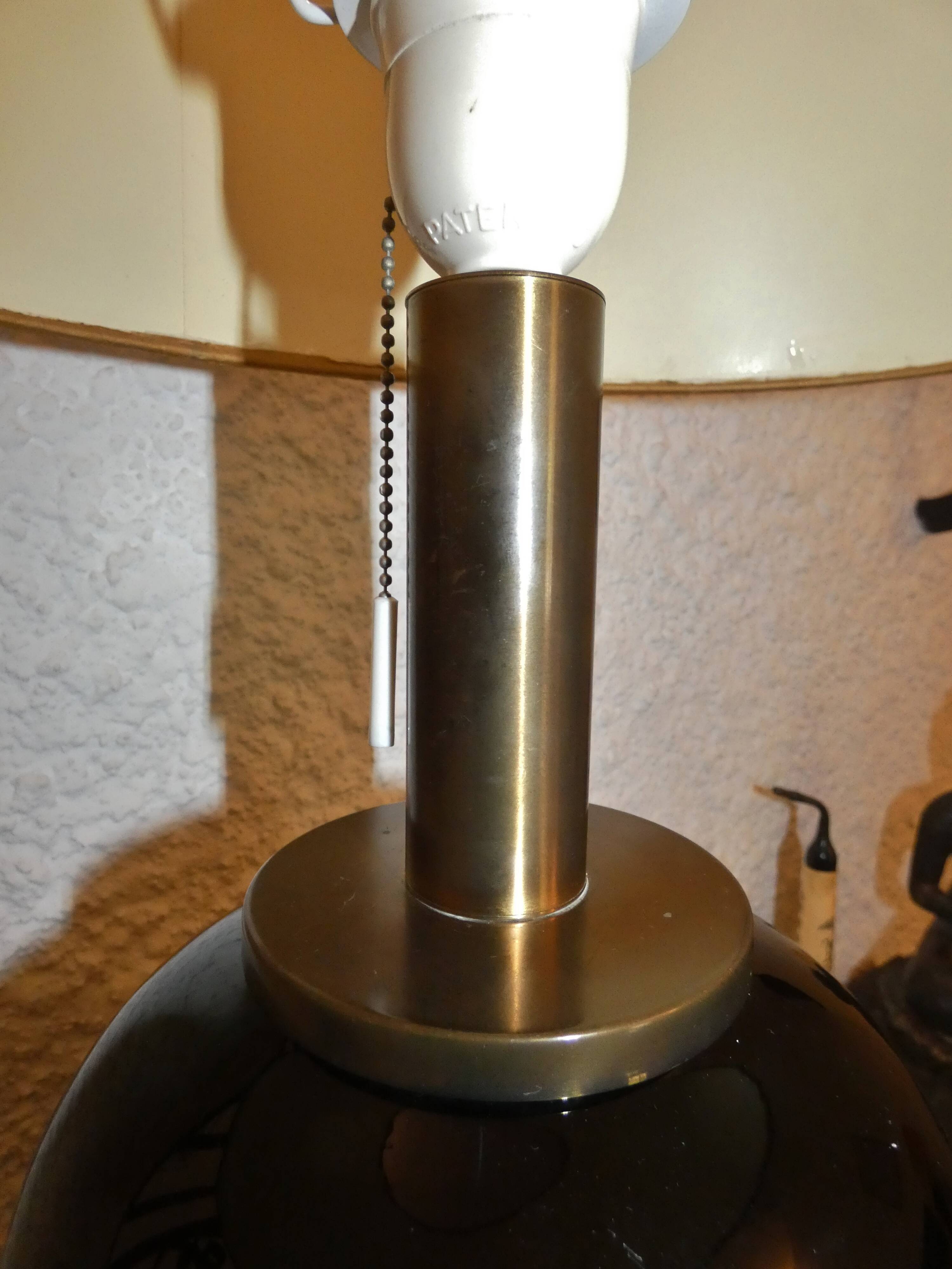 Table lamp neoclassical porcelain brass lacquer circa 1970