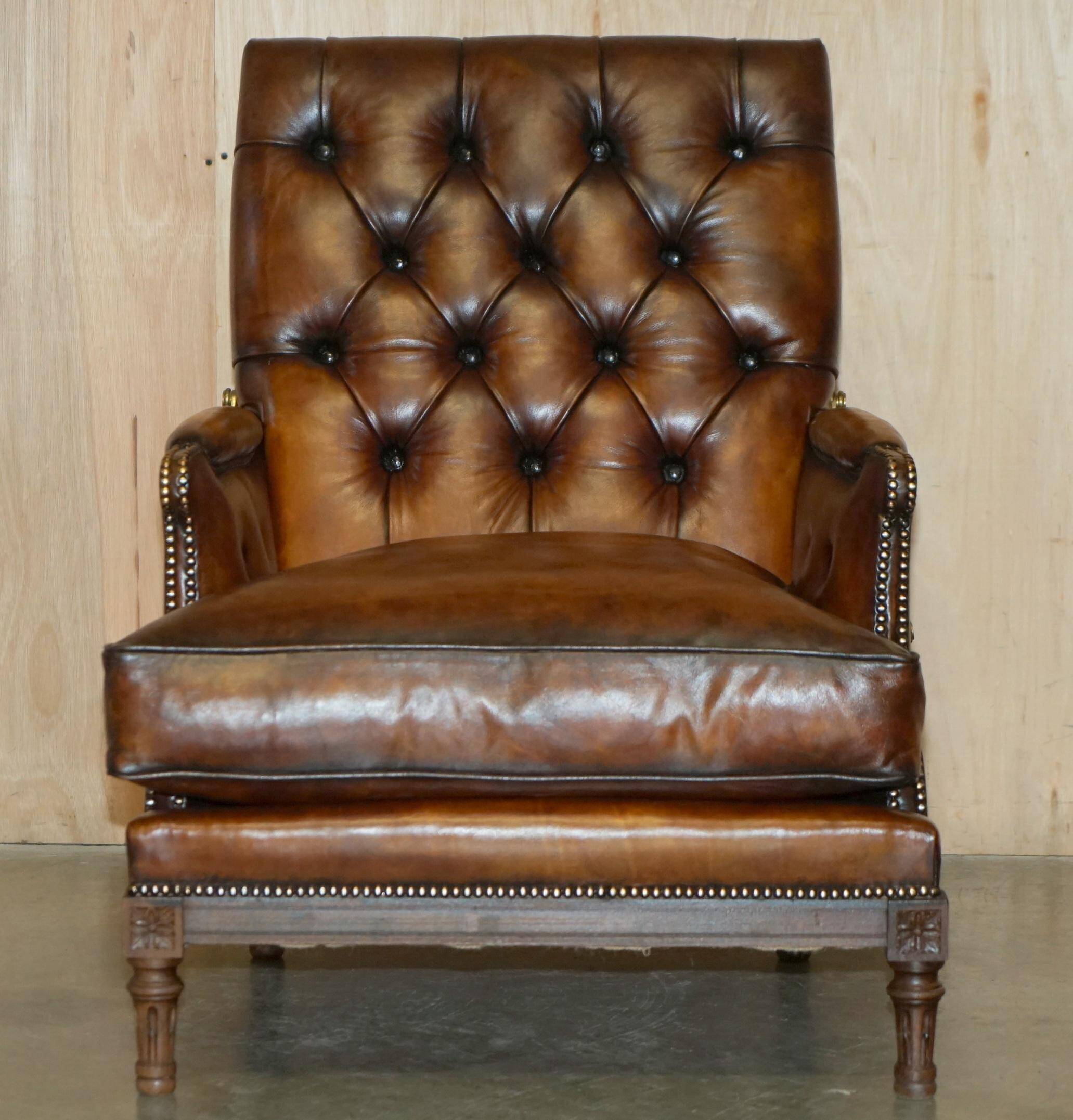 Fauteuil Club Chesterfield en Cuir Teint à la Main