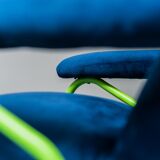 armchair velvet blue metal green 60s vintage modern