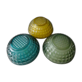 Set of 3 colored glass bowls from the 70s