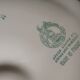 6 oyster plates decorated large fire, Orchies Moulin de loups, ceramic enamelled green