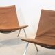 Paire de chauffeuses PK22 en cuir cognac par Poul Kjærholm pour E Kold Christensen